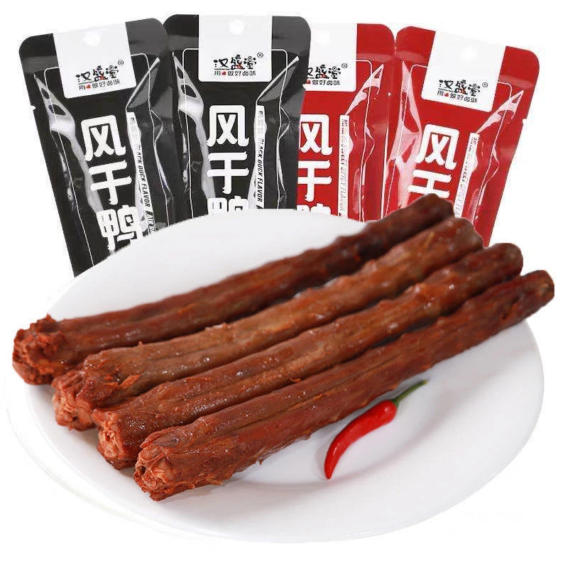 汉盛堂手撕鸭脖 甜辣味黑鸭味鸭脖子卤味下酒菜鸭脖零食5根