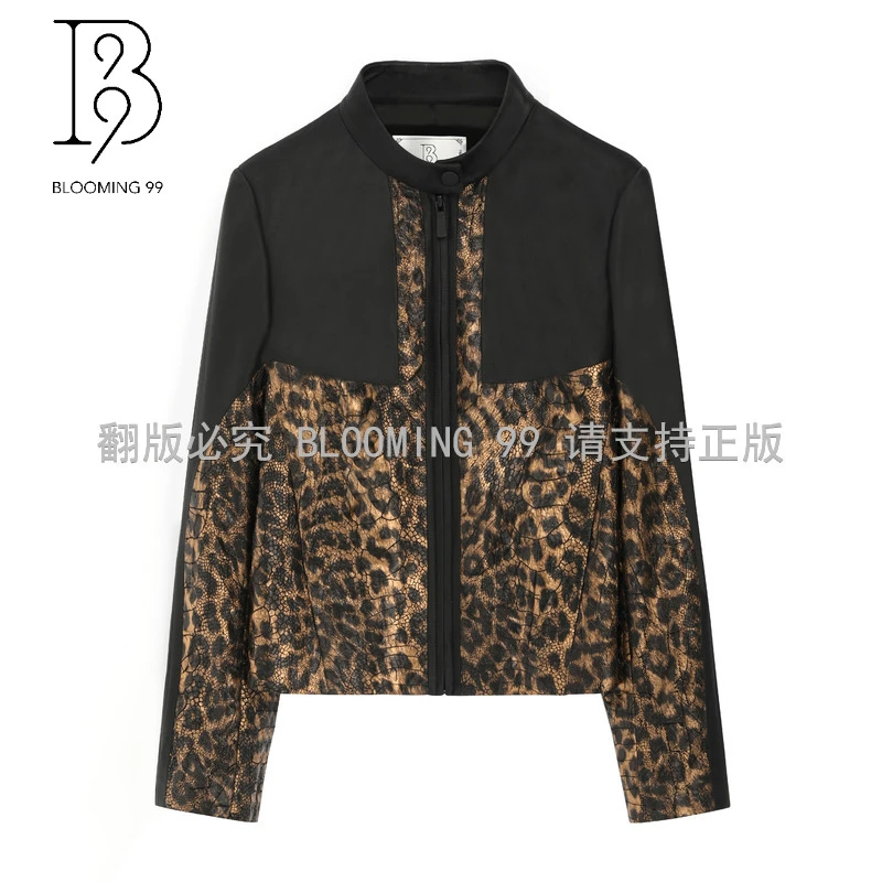 【B99官方旗舰店】女装秋冬时尚拼接新品短外套休闲立领6W69上衣
