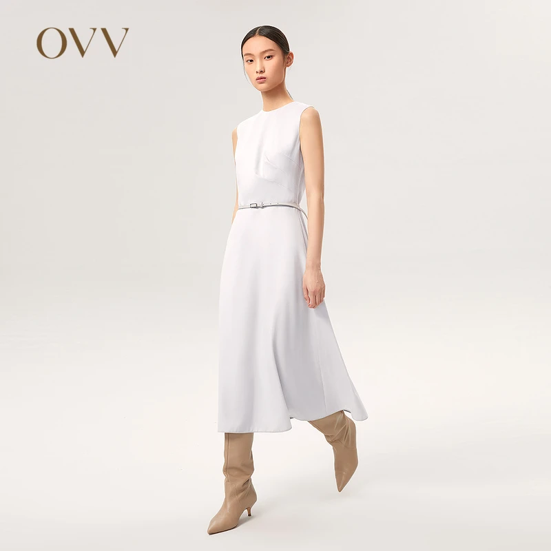 【意大利进口VBC】OVV秋冬法兰绒无袖A字收腰连衣裙女GQLWJ31104A