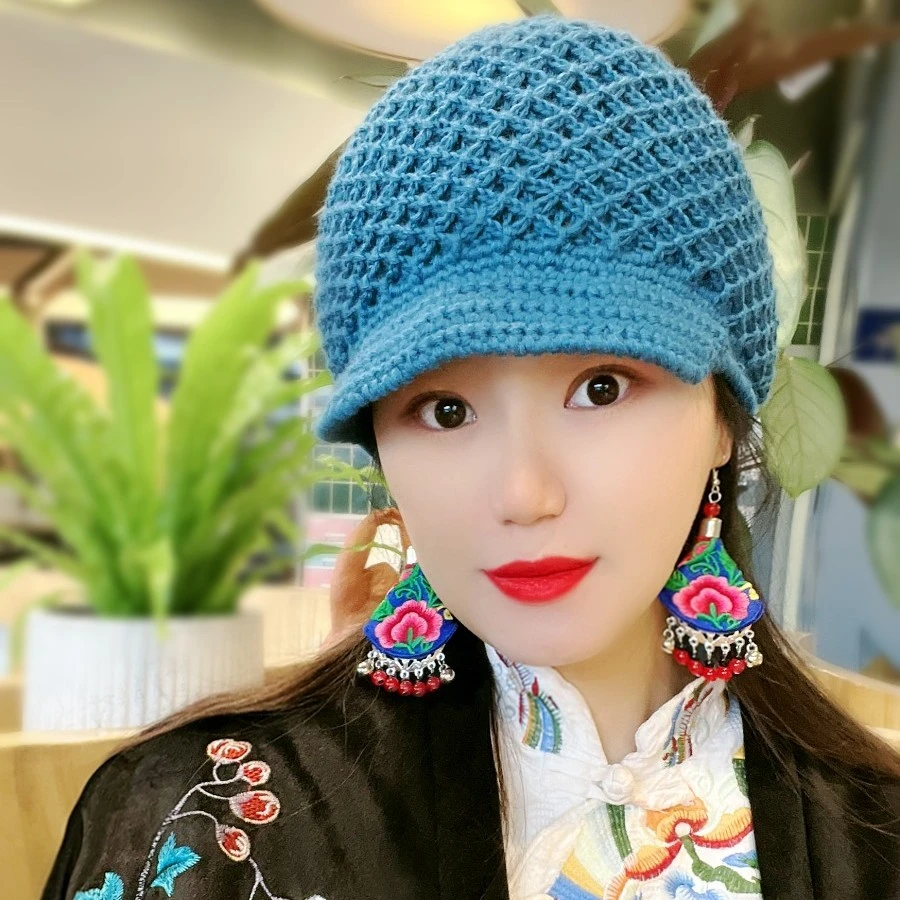 原创纯手工毛线帽子女秋冬天韩版双层保暖百搭针织帽包头冷帽潮