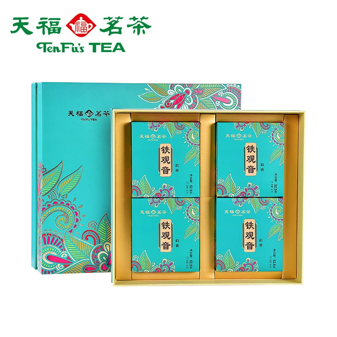 天福茗茶 安溪 乌龙茶铁观音清香型韵香伴手礼茶 茶叶礼盒装210g