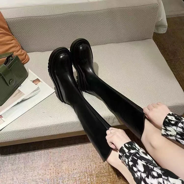曦姐衣橱【女中骑士】秋冬款时装高腰拉索女靴高筒大筒围大码靴百搭