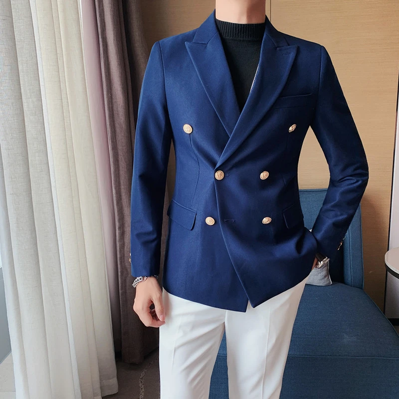 1805双排扣西装外套男士春秋韩版修身西服男商务休闲网红炸街潮