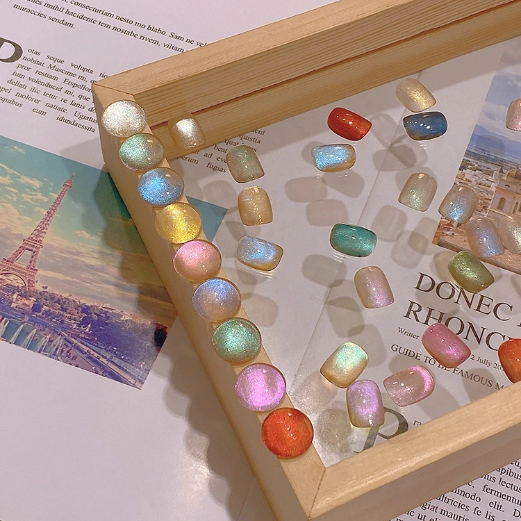 彩虹星空猫眼粉putone putone蓝眼泪9d炫彩偏光美甲磁粉梧桐tone