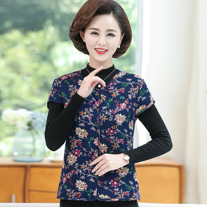 中老年女装秋冬坎肩防寒保暖外套妈妈加厚加绒马甲妈妈装女士马夹