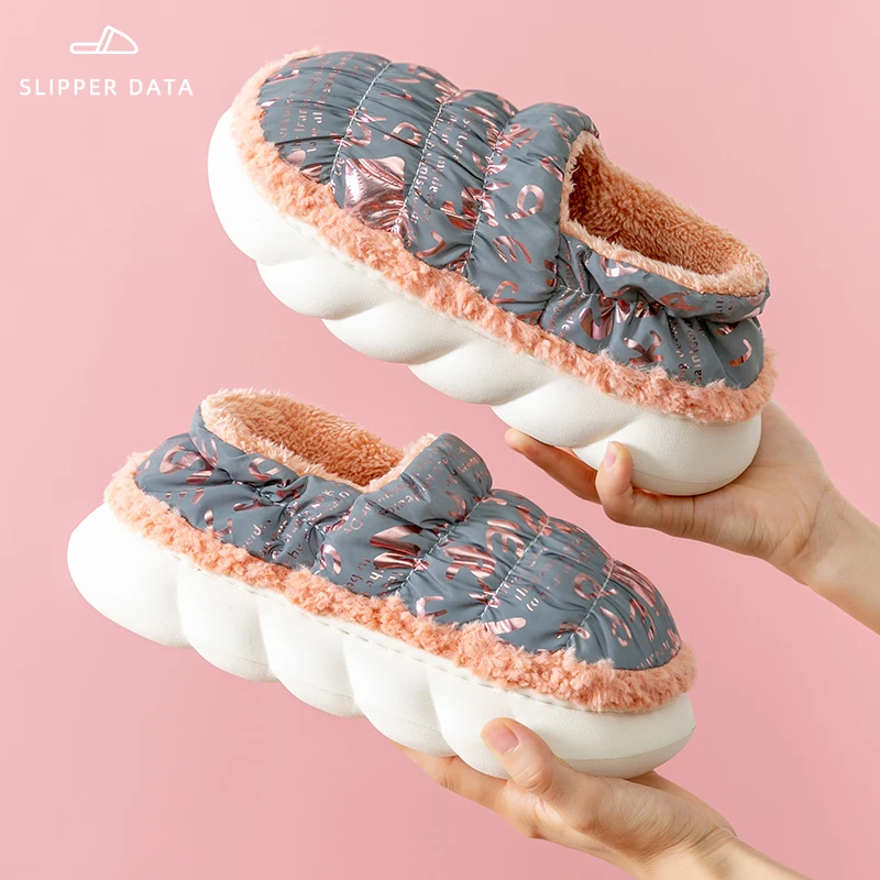 【4.0高货】秋冬家居加绒包跟防水棉拖鞋女厚底防滑月子外穿情侣男