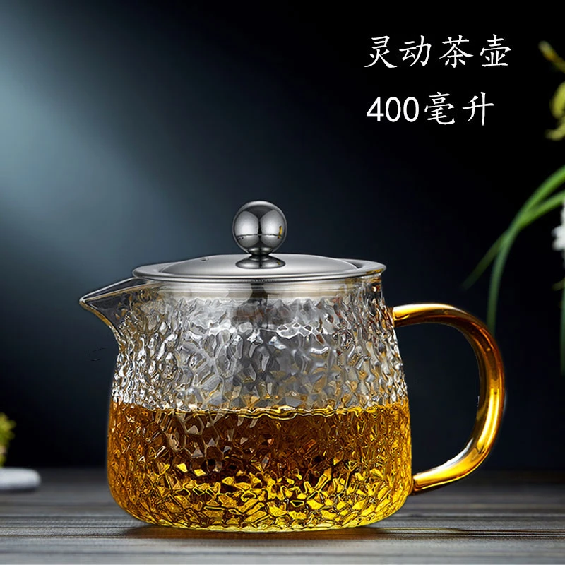 全度玻璃茶壶家用日式耐热加厚办公室煮带盖手工大容量木把泡壶