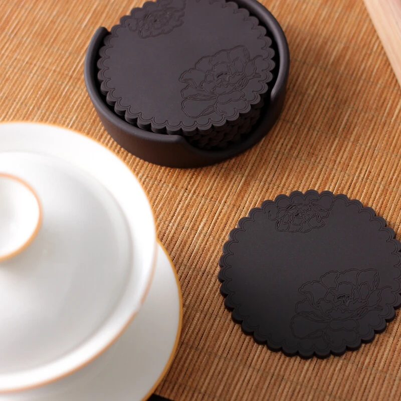 茶杯垫防水防滑隔热防烫茶道配件中国风圆形小茶杯垫水杯家用加厚