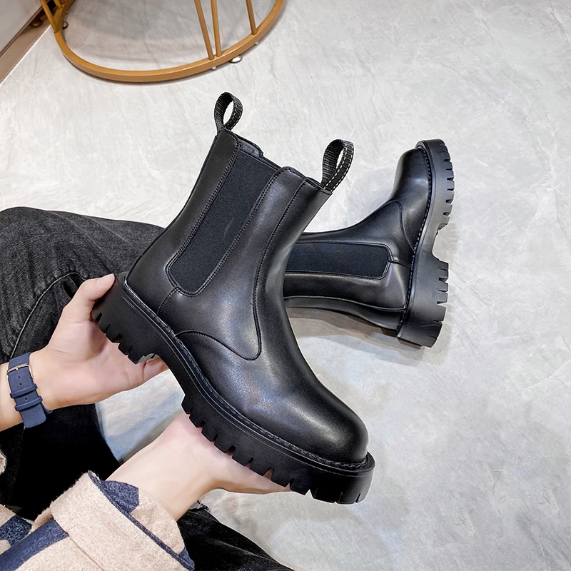 冬季黑色马丁靴男高帮皮鞋切尔西靴男中帮加棉男士英伦风靴子时尚