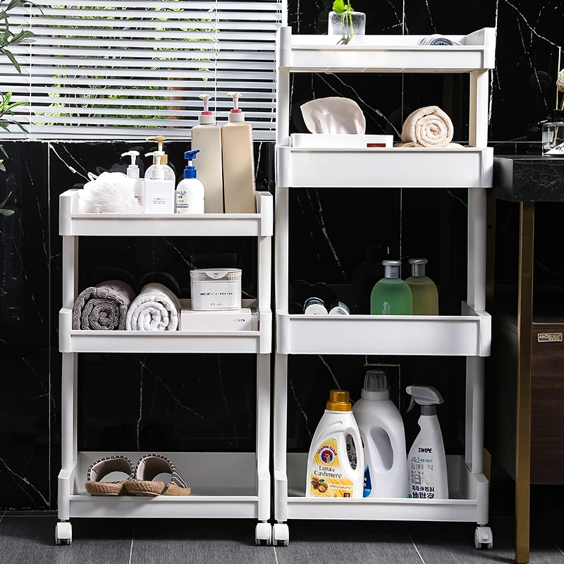 星优卫生间置物架浴室落地脸盆收纳洗手间家庭多层移动带轮储物架