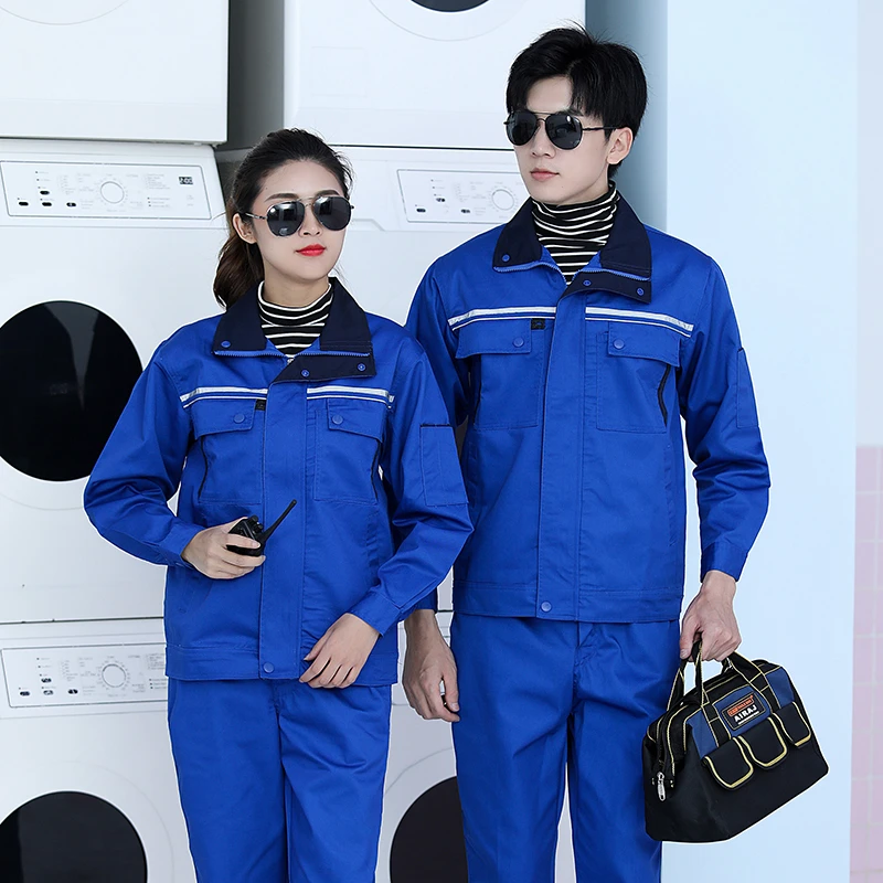 工作服套装男耐磨春秋长袖上衣厂服薄款机电工装汽修服劳动劳保服