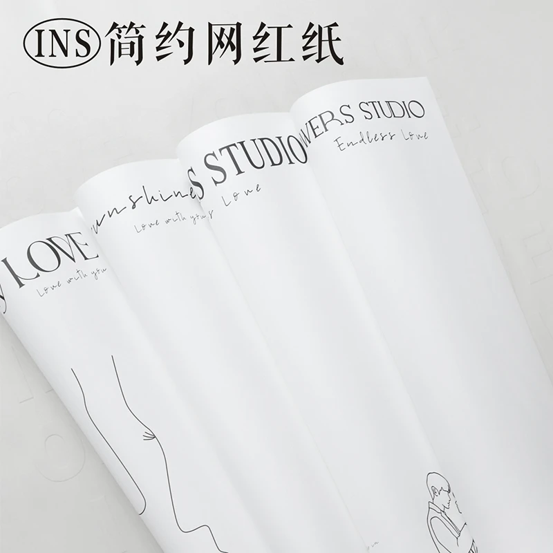 [卓林]ins网红包装纸英文简约鲜花花束包花纸花艺花店包花材料