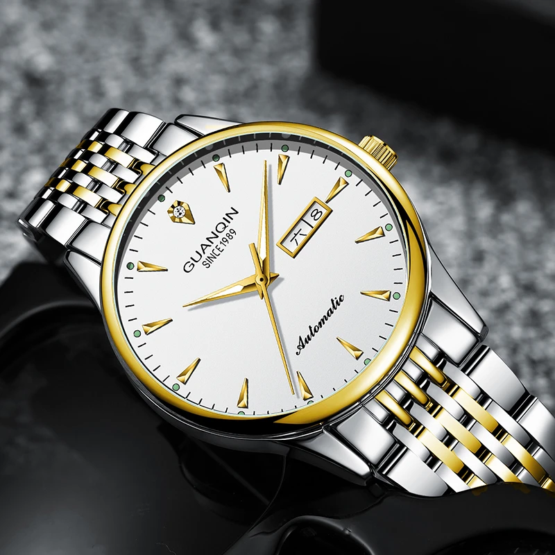 GJ16222冠琴原装机械表全自动夜光防水商务气质时尚男士手表腕表