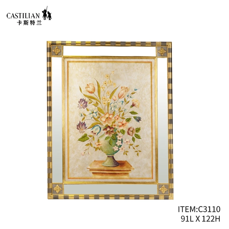 派力斯花开富贵长方形工艺画贴镜面家用玄关画客厅装饰画