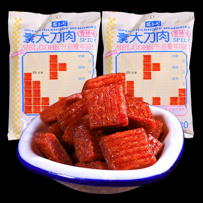 思乡山网红大刀肉辣条素肉零食麻辣味小吃儿时怀旧休闲食品250g