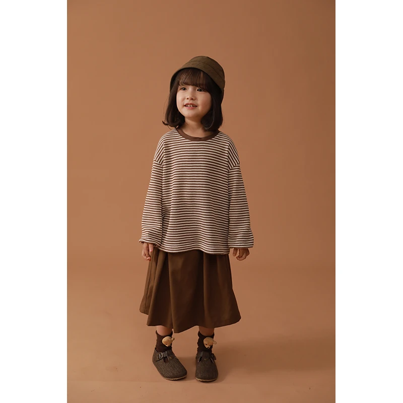 幼悠女童裙裤针织复古宽松纯色儿童洋气打底半身裙春秋童装C1532