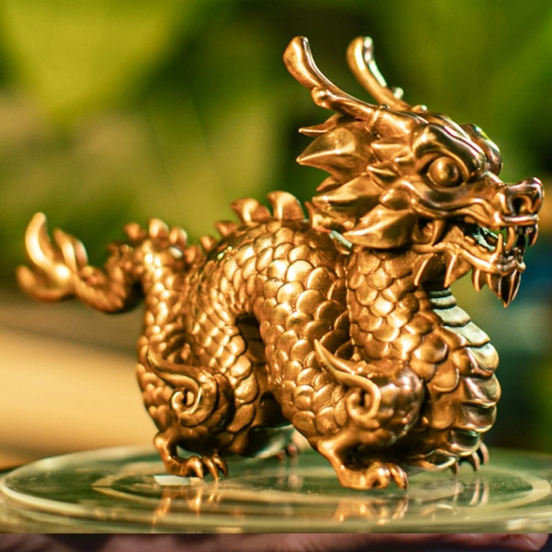 卡通龙铜铜神龙胖墨生雕像铜摆件工艺品手办玩偶潮流玩具铜手把件