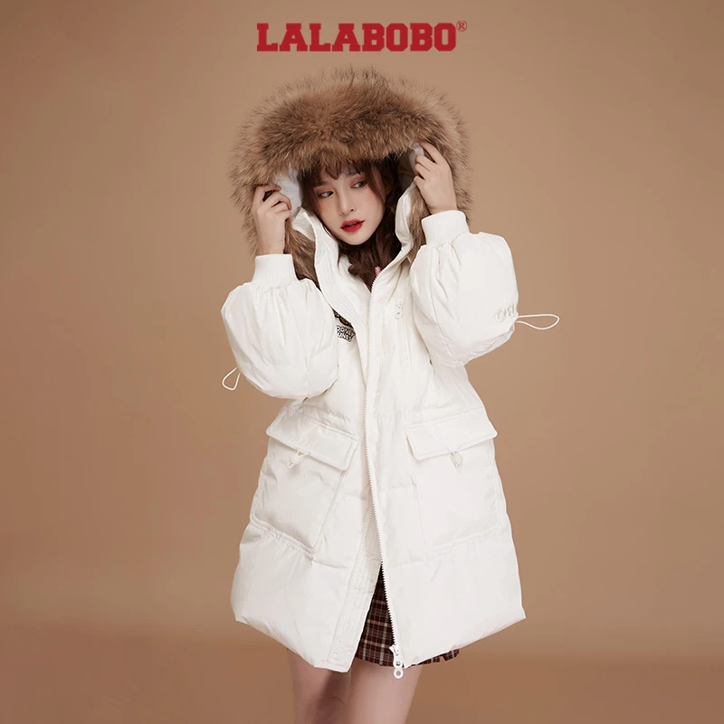 杭州LABO原创可爱可拆卸真貉子毛领亮片羽绒服女|B21C-WSYR13