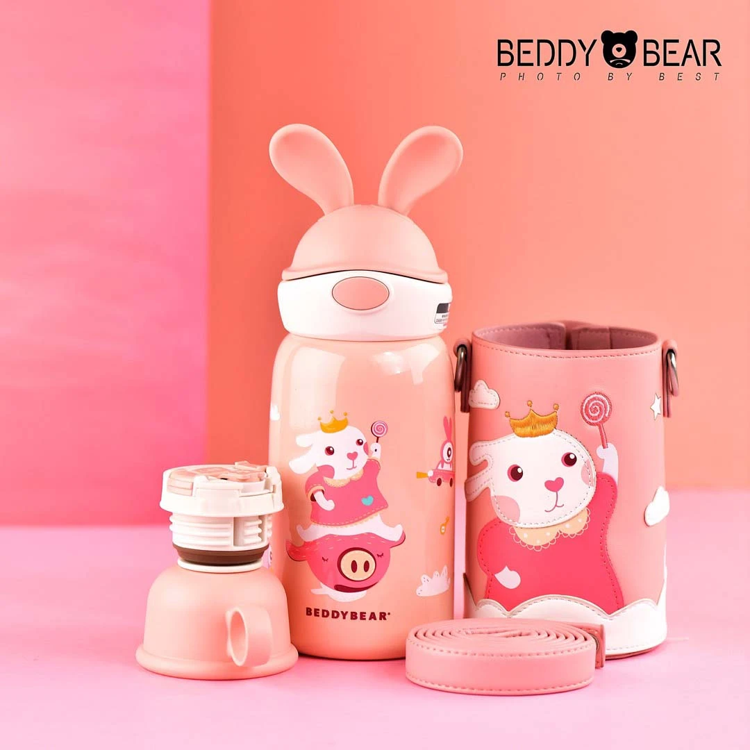 BEDDYBEAR/杯具熊装嫩小仙女网红吸管水杯兔飞飞熊游游儿童保温杯