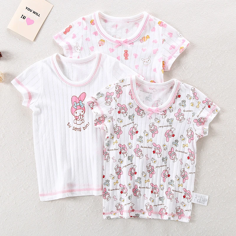 雨的印记女童短袖童装纯棉薄款半袖女宝宝夏装t恤卡通居家打底衫