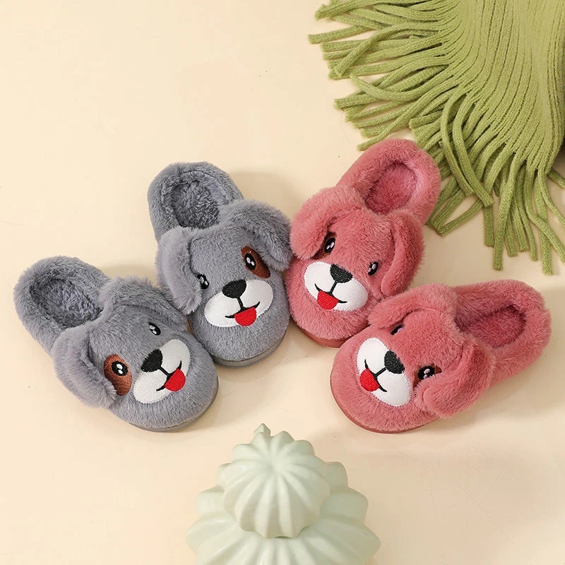 儿童棉拖鞋男女童秋冬季室内卡通包跟防滑软底家居保暖宝宝毛毛鞋