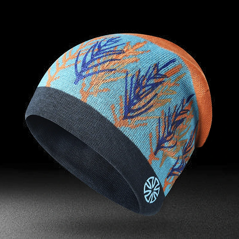 屲牌【wa】 ❄0044 双层小树印花冬季保暖户外运动跑步时尚针织线帽