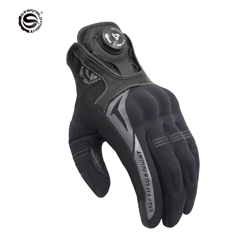 星空骑士摩托车骑行手套男旋转纽扣机车赛车越野防摔夏季透气手套