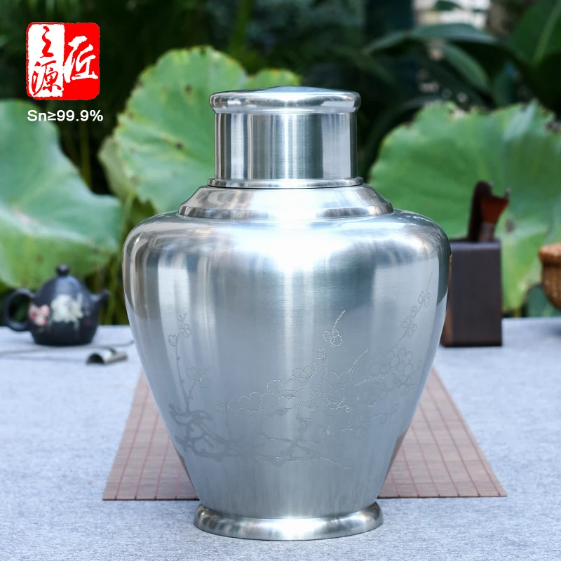 1500克/2000克装日式锡都个旧999纯锡茶叶罐茶叶筒锡罐锡器储茶罐
