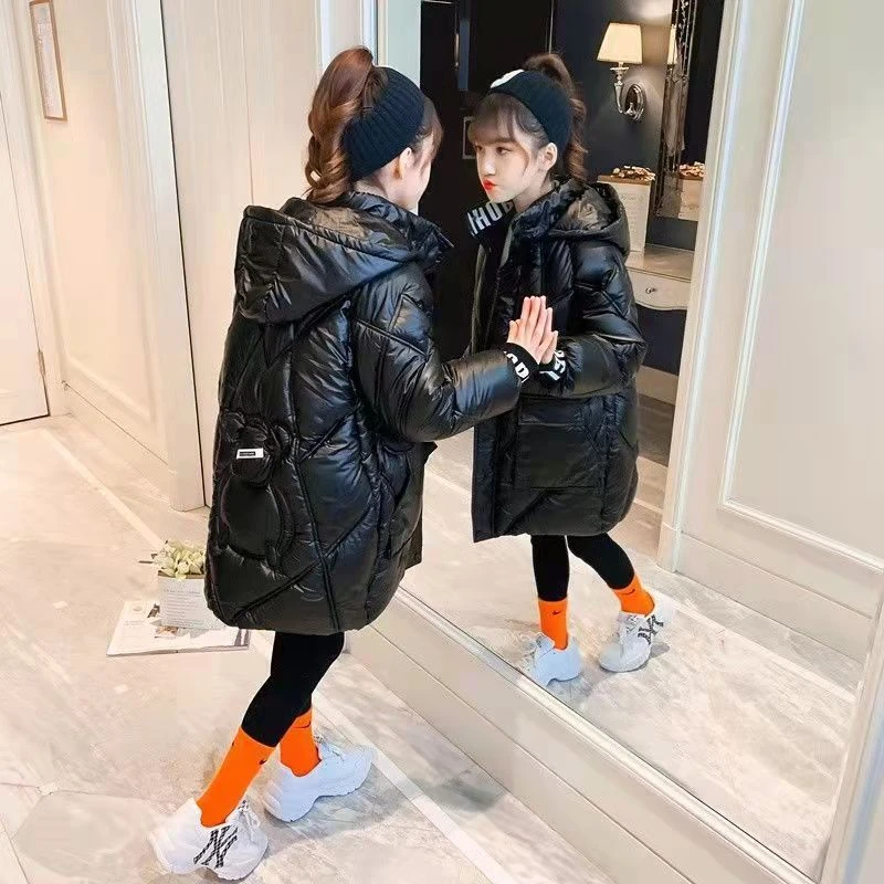 女童棉服冬装2022新款儿童洋气外套中大童加厚棉袄中长款冬季棉衣
