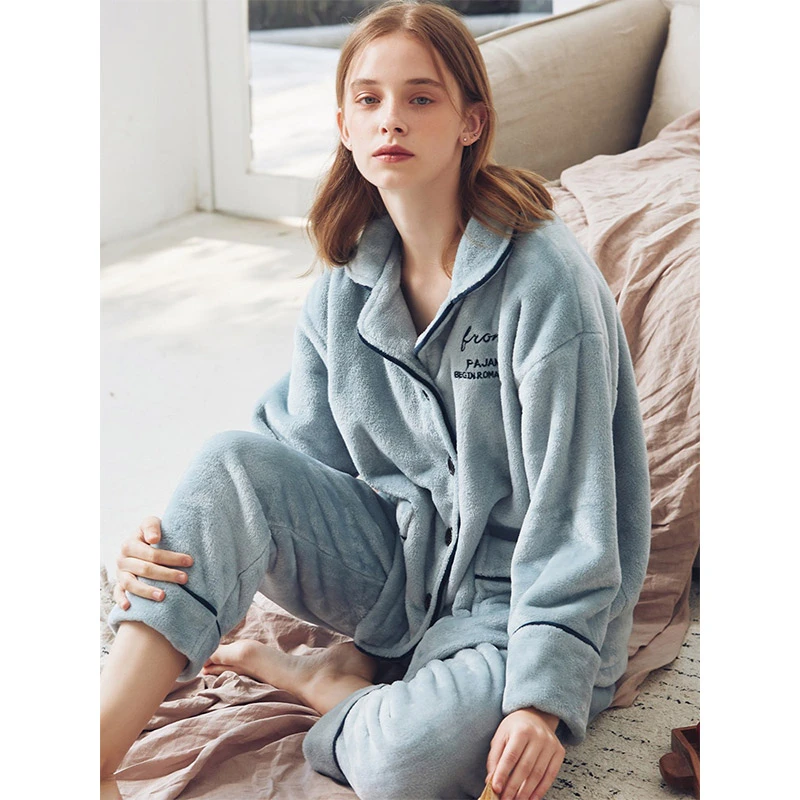 珊瑚绒睡衣女秋冬季加绒加厚法兰绒可外穿2025新款家居服套装秋冬