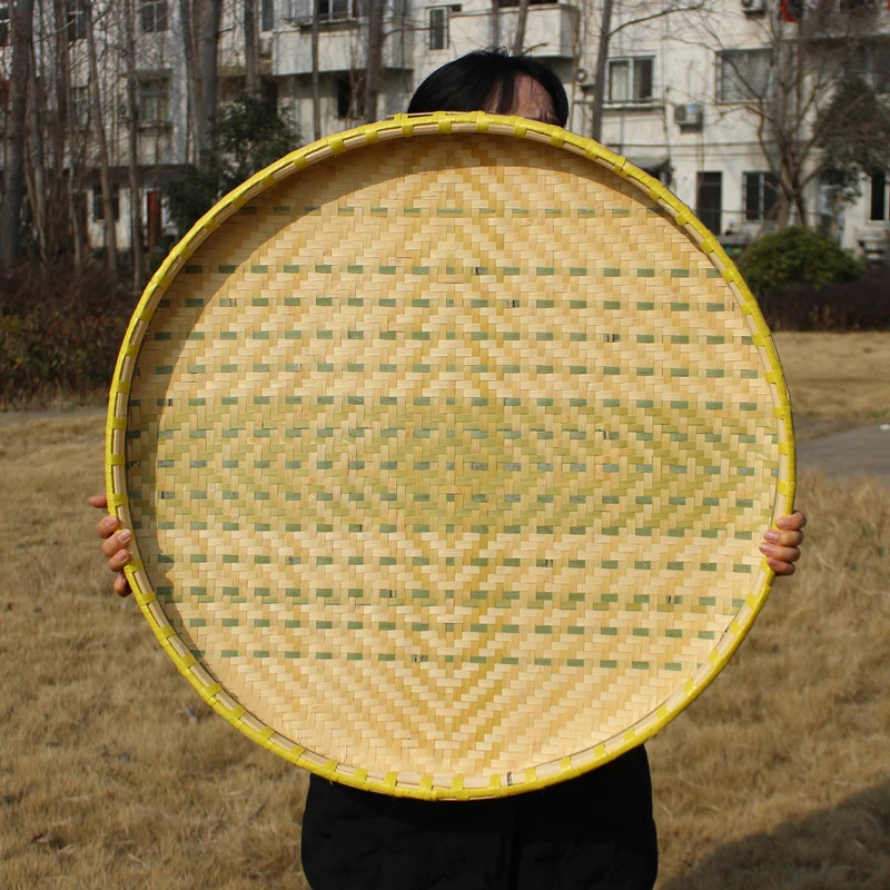 竹扁75cm 竹编簸箕无孔有孔竹筛子家用晾晒圆簸箕米筛大竹匾绘画
