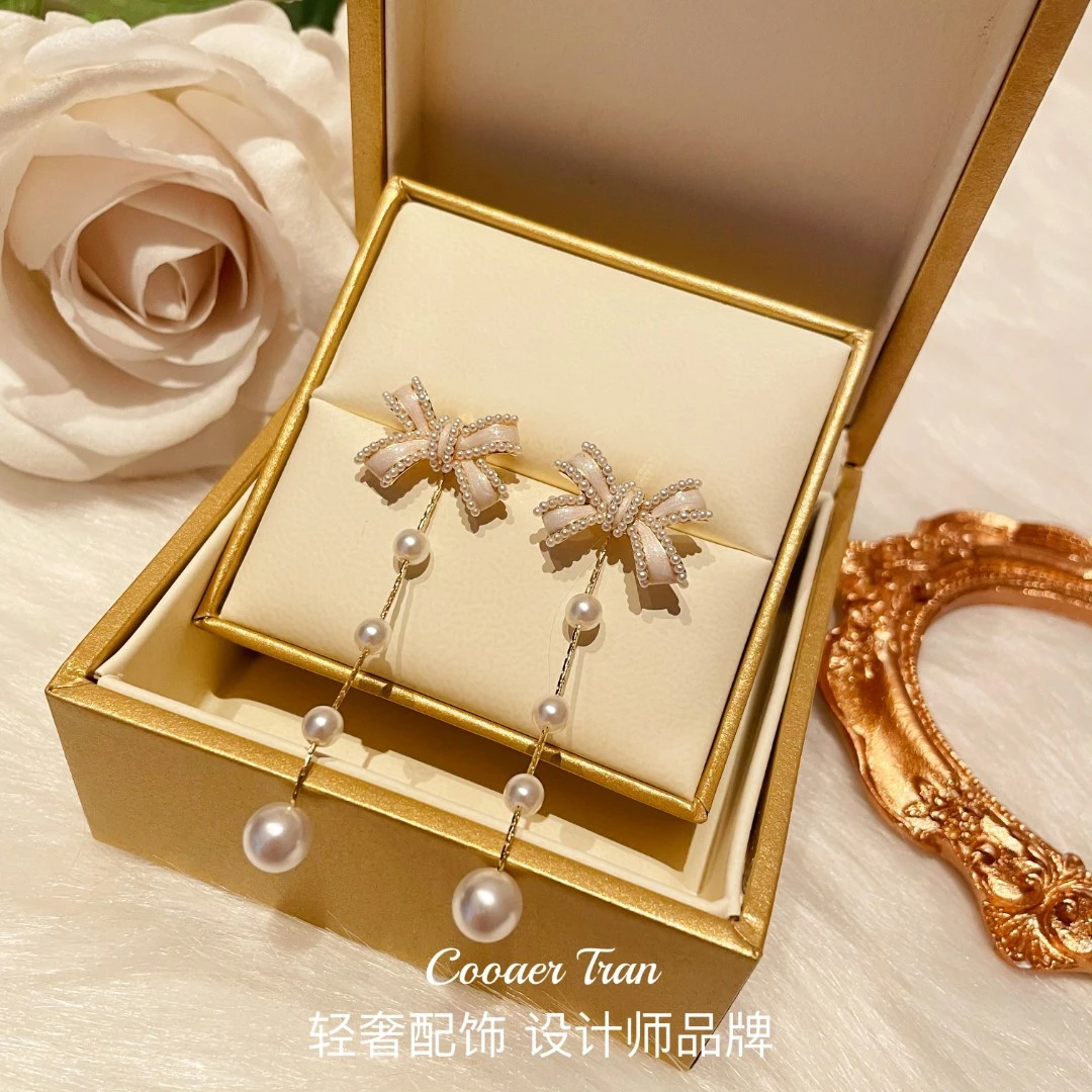 COOAER TRAN 铜合金耳饰 设计轻奢款流苏贝珠耳环女RH0288#
