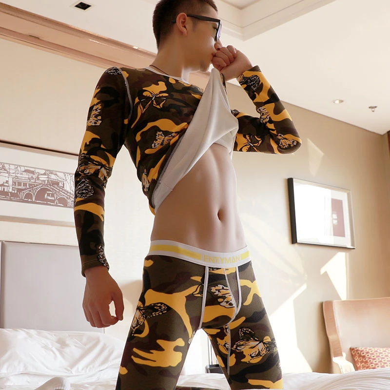 保暖内衣男加绒加厚男士保暖衣套装修身打底青年秋衣秋裤韩潮印花