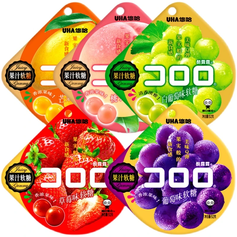 6袋促销uha悠哈果汁软糖酷露露糖果52g喜糖网红零食水果葡萄草莓
