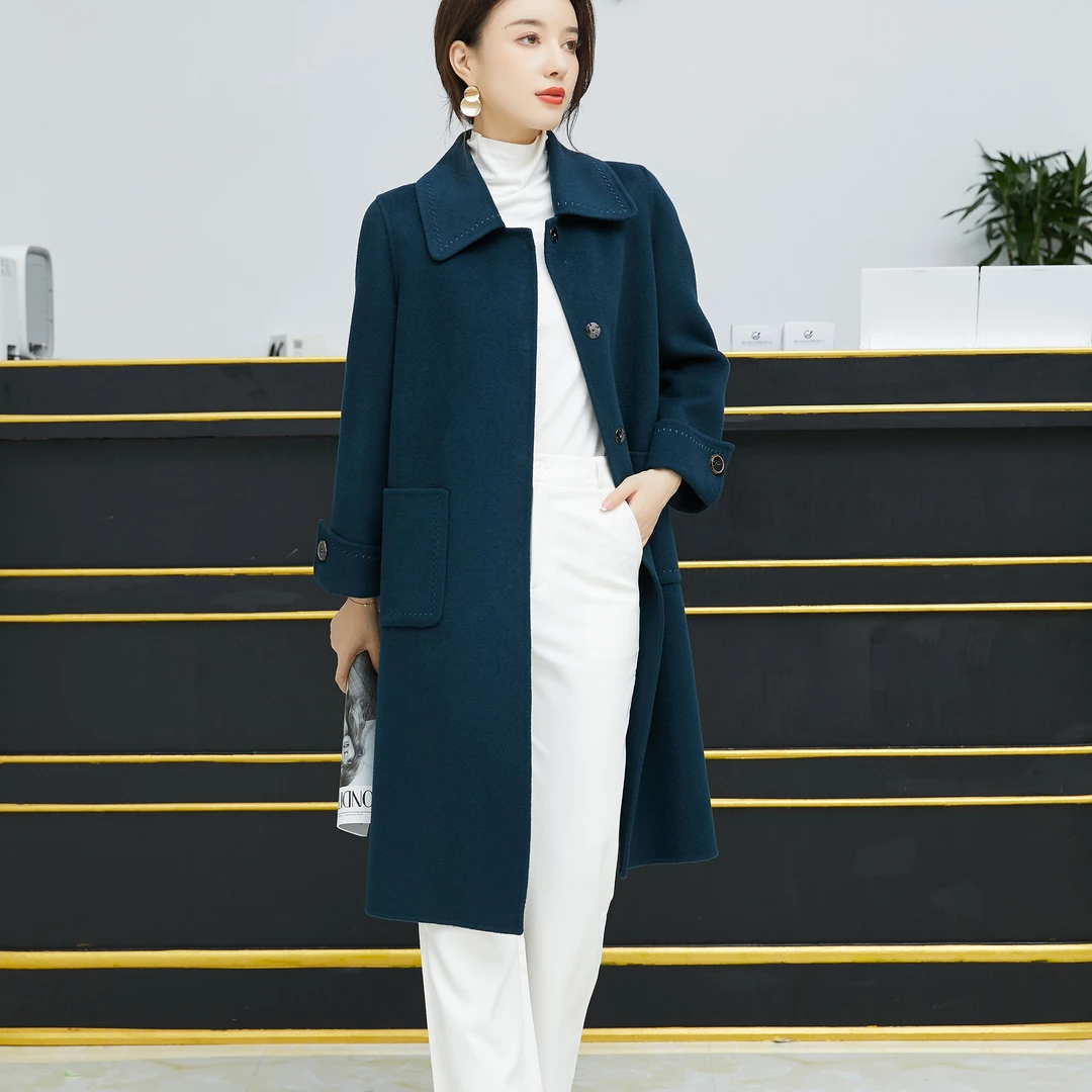 秋冬季新款女士羊毛风衣中长款佳奇星2165