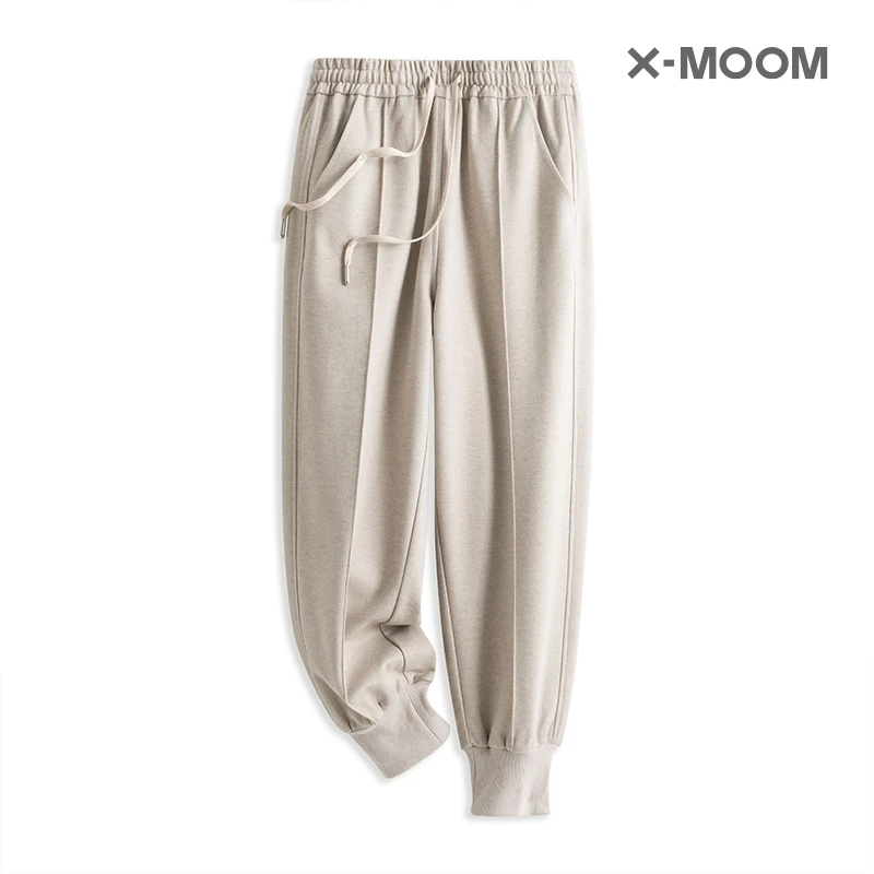 X-MOOM燕麦色长裤休闲裤宽松夏季卫裤束脚裤裤子百搭ZUCNZ50106