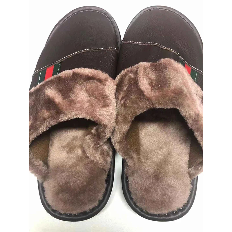 真皮毛毛包头保暖秋冬拖鞋男款