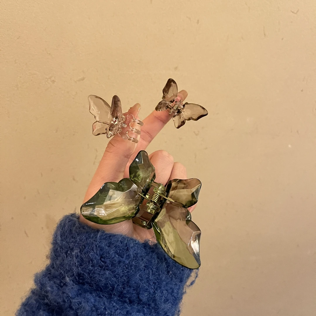 5036梦幻果冻感仙气网红少女抓夹蝴蝶百搭发夹ins发卡透明可爱