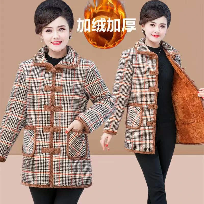 中老年棉袄棉衣女最新款冬季洋气加绒加厚爆款外套网红妈妈装
