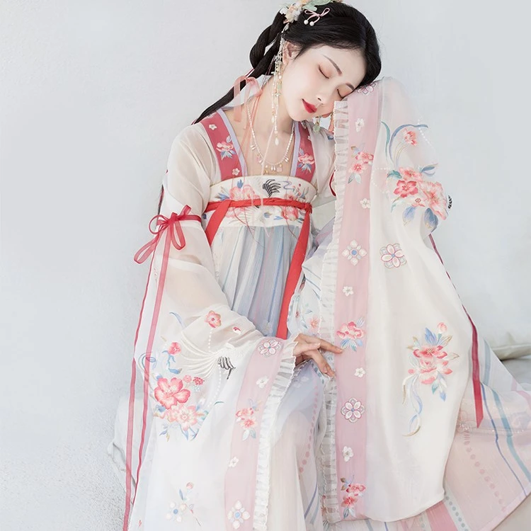 【清仓款】[晚风]南北朝仙鹤绣花大袖襦十破齐胸交窬裙汉服刺绣日常