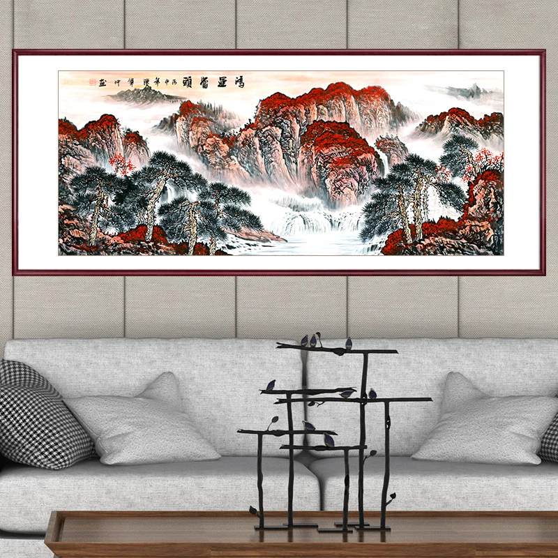 苏雅苏雅字画国画山水画客厅办公室横幅山水源远流长国画