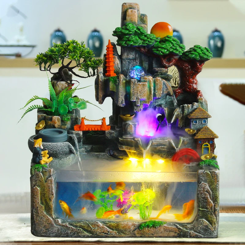 小型假山鱼缸创意循环水流水喷泉摆件室风客厅阳台水景景观装饰