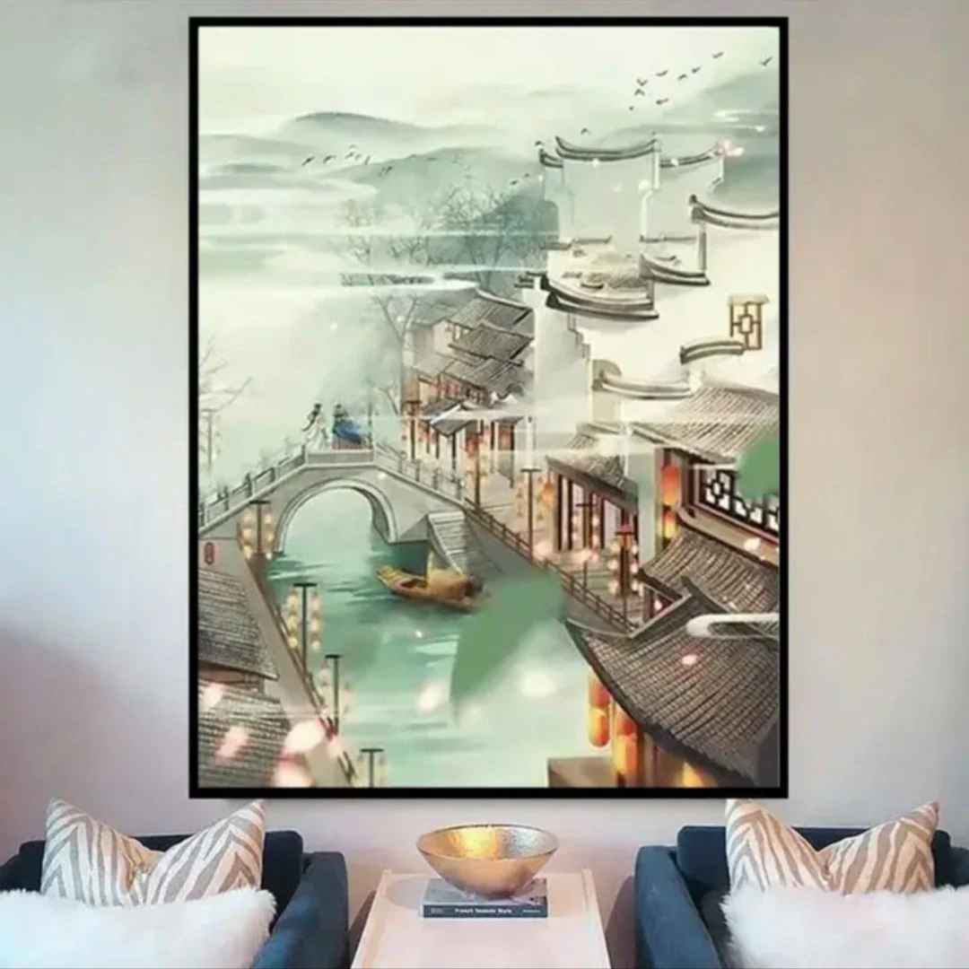 爱阁十字绣新款唯美梦里江南简约 梦境小件客厅卧室线绣棉线装饰