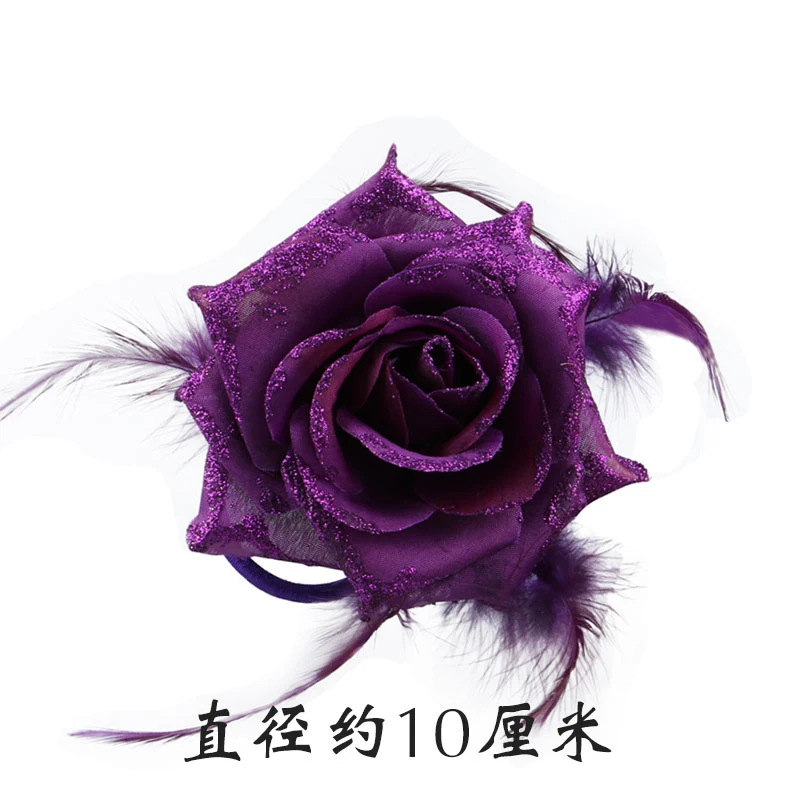 琪越 非金属羽毛胸针 金粉玫瑰胸花布艺头饰头花表演专柜活动手花