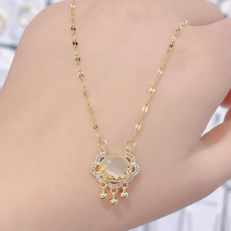 钛钢项链 BY07－如意平安锁项链气质轻奢时尚小众项链钛钢不掉色