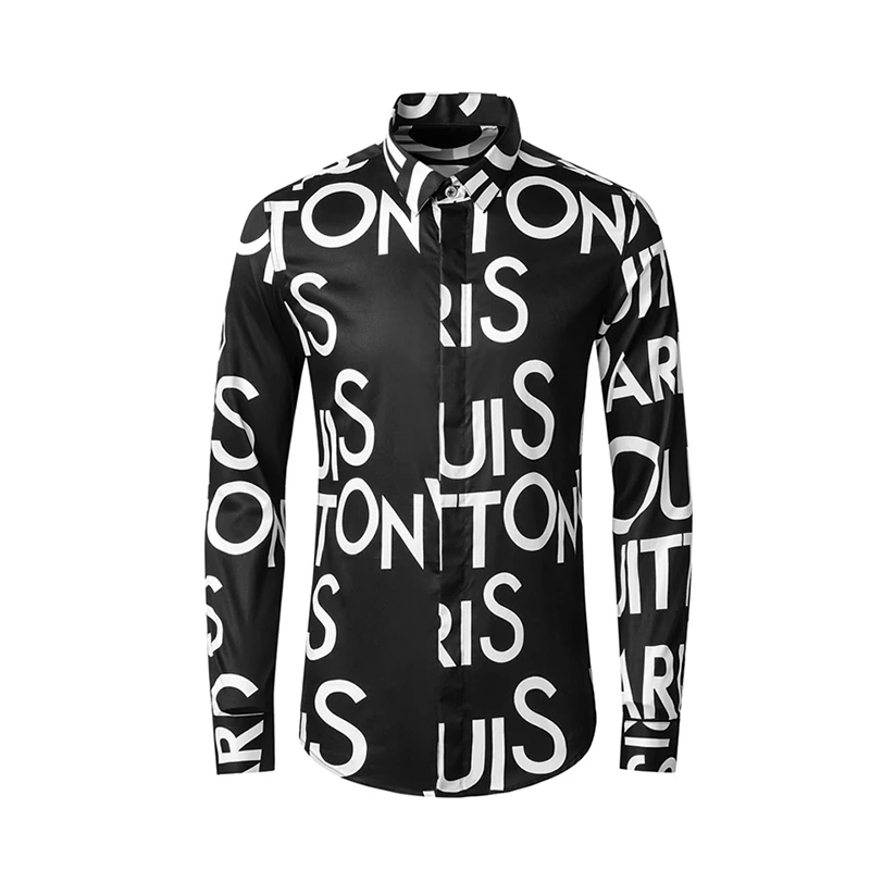 数码印花长袖衬衫流行时尚潮男棉衬衫