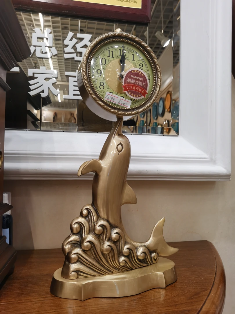 时尚简约静音佳百丽纯铜台式钟表6079金家用客厅卧室中式美式欧式