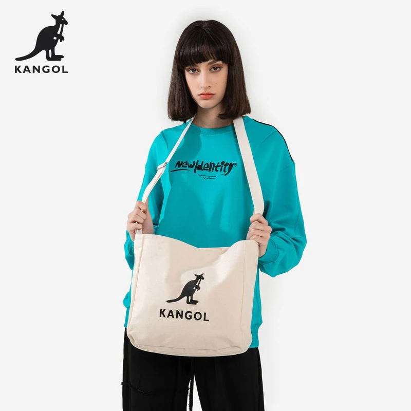 KANGOL帆布包时尚tote女男大容量学生休闲包户外骑行.