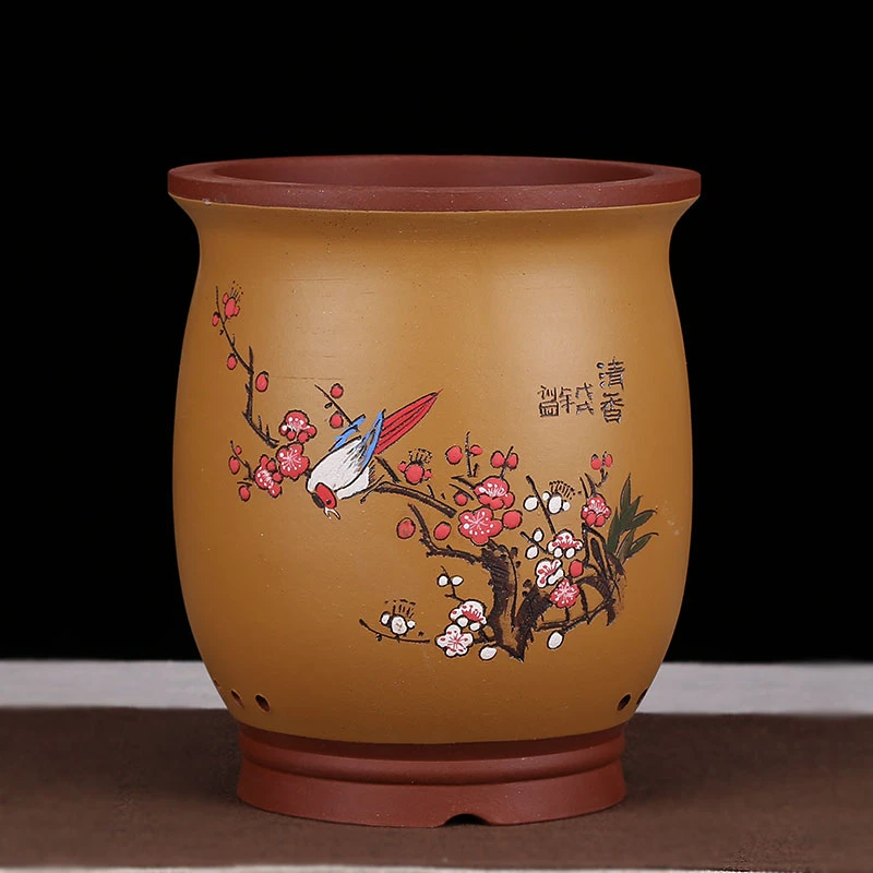 宜兴紫砂花盆精品花盆特大口径兰花盆专用红陶精选兰花专用花盆