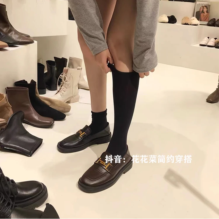 花菜自留款休闲时尚简约百搭纯色袜子（可拉长）